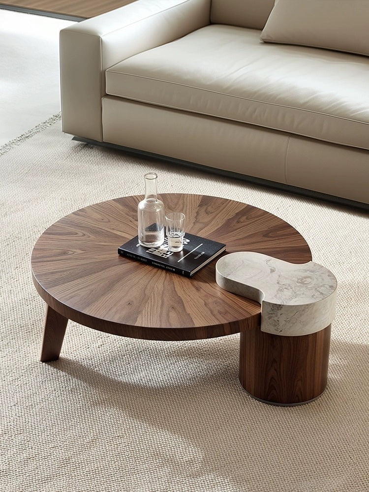 Neville walnut coffee table special-shaped medieval style small apartment living room home low table round 2025 Internet celebrity new model