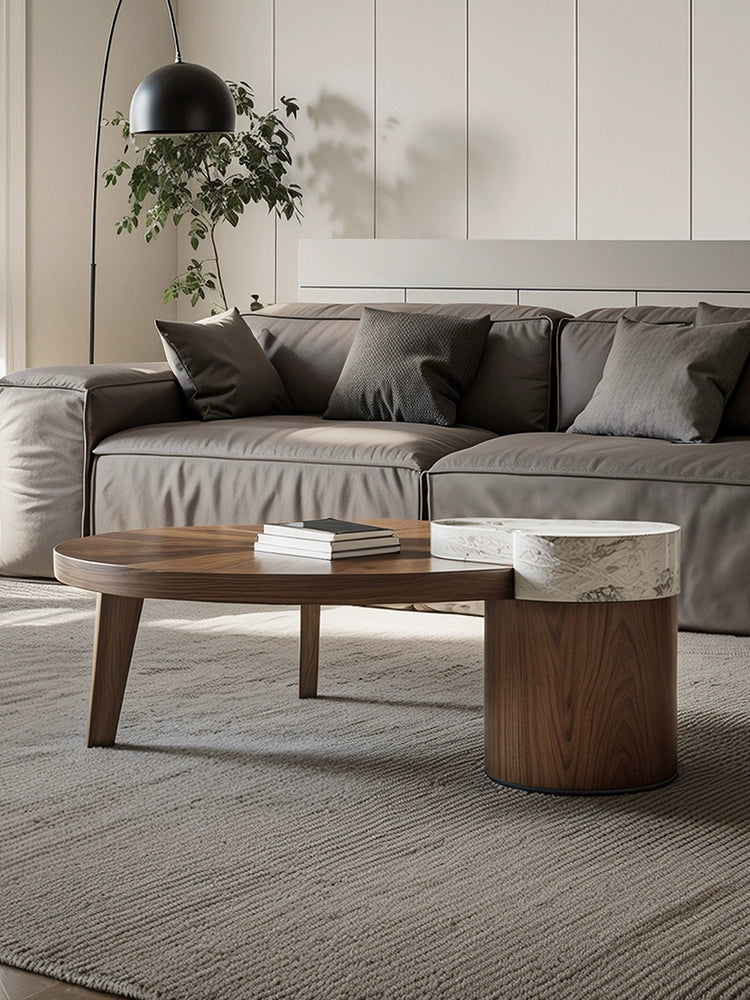 Neville walnut coffee table special-shaped medieval style small apartment living room home low table round 2025 Internet celebrity new model